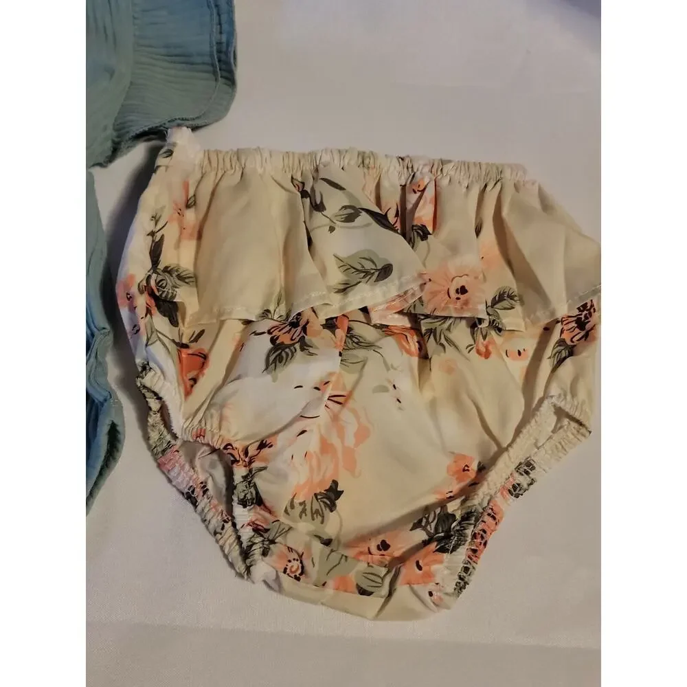 Infant 3 pc Outfit 6 Months (70 cm) One Piece Ruffled Short Headband Bow